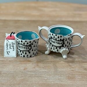 NWT Anthropologie Sketched Story Sugar & Creamer Set, Rare Out of Stock